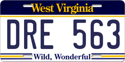 WV license plate DRE563