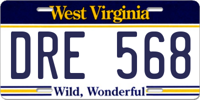WV license plate DRE568