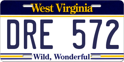 WV license plate DRE572