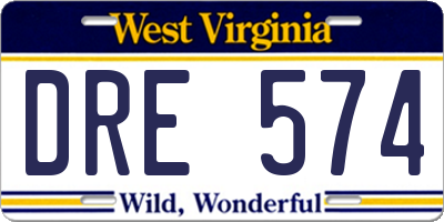 WV license plate DRE574