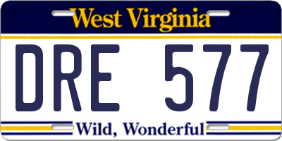 WV license plate DRE577