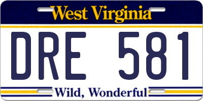 WV license plate DRE581