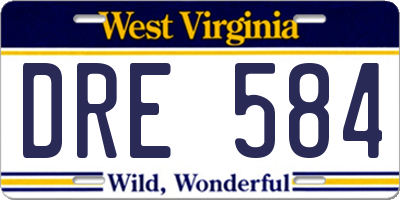 WV license plate DRE584