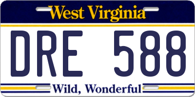 WV license plate DRE588