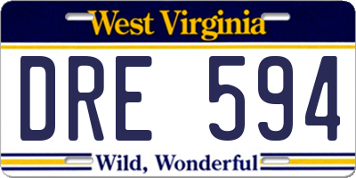 WV license plate DRE594