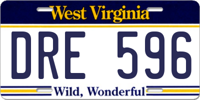 WV license plate DRE596