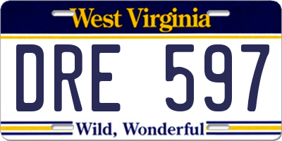 WV license plate DRE597