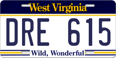 WV license plate DRE615