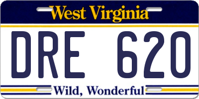 WV license plate DRE620