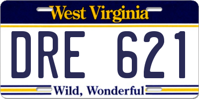 WV license plate DRE621