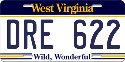 WV license plate DRE622
