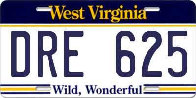WV license plate DRE625