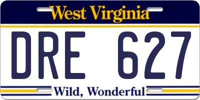 WV license plate DRE627