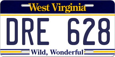 WV license plate DRE628