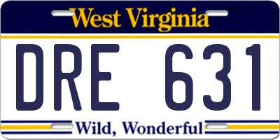 WV license plate DRE631