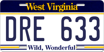 WV license plate DRE633