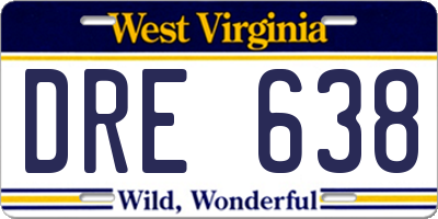 WV license plate DRE638