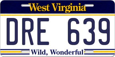 WV license plate DRE639