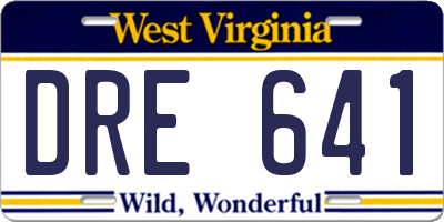 WV license plate DRE641