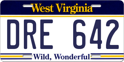WV license plate DRE642