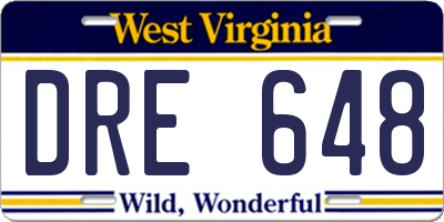 WV license plate DRE648