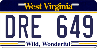 WV license plate DRE649