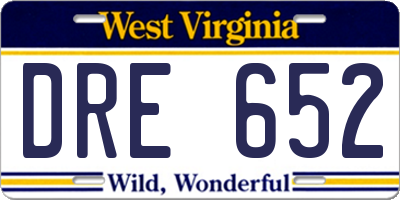WV license plate DRE652
