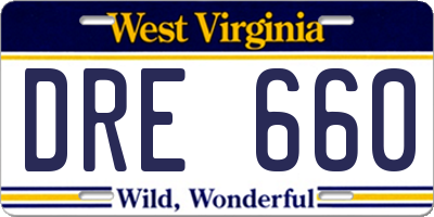 WV license plate DRE660