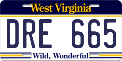 WV license plate DRE665