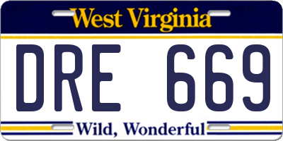 WV license plate DRE669