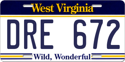 WV license plate DRE672