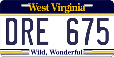 WV license plate DRE675