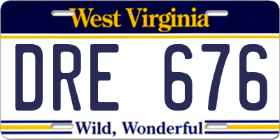 WV license plate DRE676