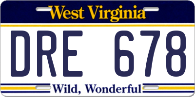 WV license plate DRE678