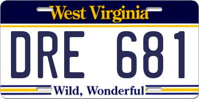 WV license plate DRE681