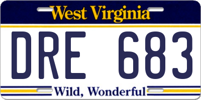 WV license plate DRE683