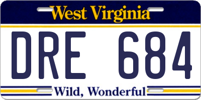 WV license plate DRE684