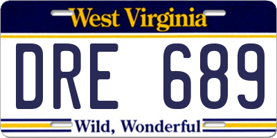 WV license plate DRE689