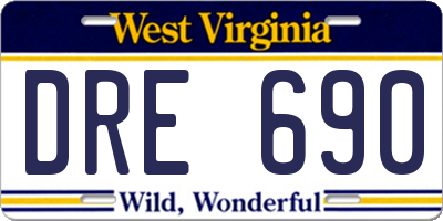 WV license plate DRE690