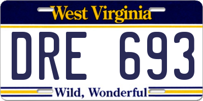 WV license plate DRE693