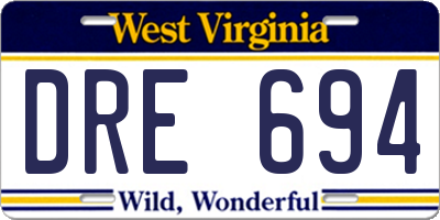 WV license plate DRE694