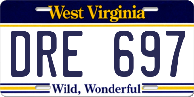WV license plate DRE697