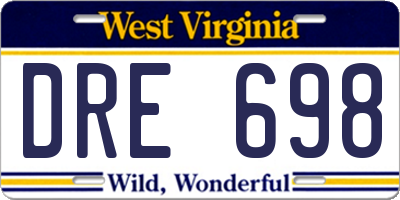WV license plate DRE698