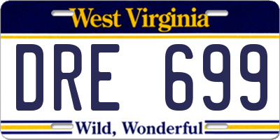 WV license plate DRE699