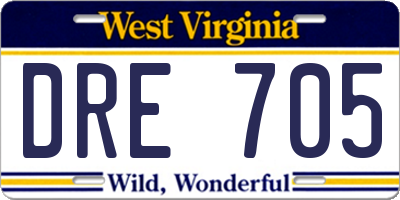 WV license plate DRE705