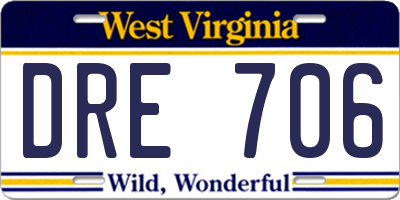 WV license plate DRE706