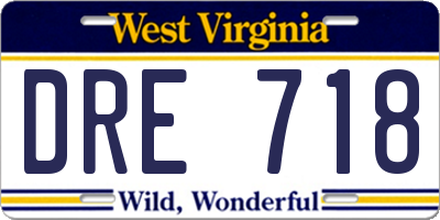 WV license plate DRE718