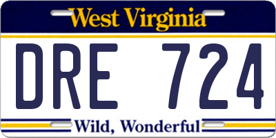 WV license plate DRE724