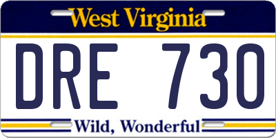 WV license plate DRE730