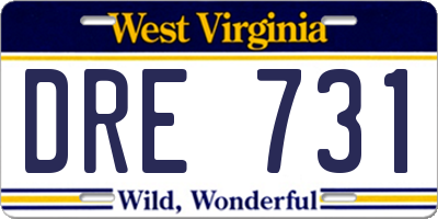 WV license plate DRE731